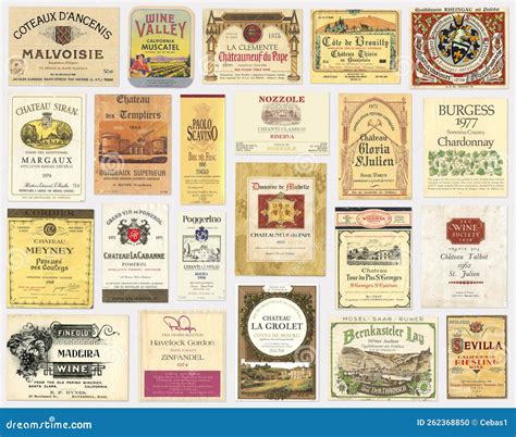 Old Vintage Wine Bottle Label Collection Editorial Image - Image of ...