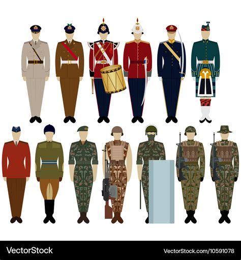 Uniforms of the british army Royalty Free Vector Image