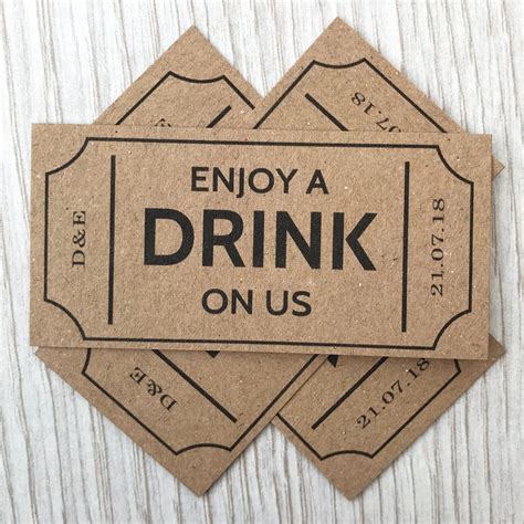 Customizable Drink Ticket Printable Drink Coupons Template