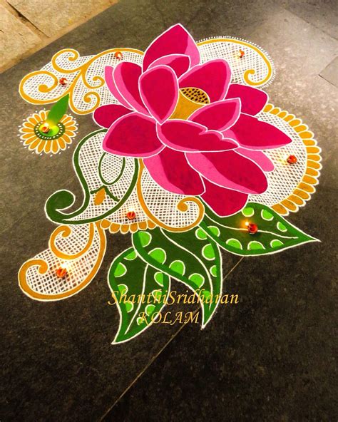 #kolam#lotus#pink | Rangoli designs flower, Rangoli designs latest ...