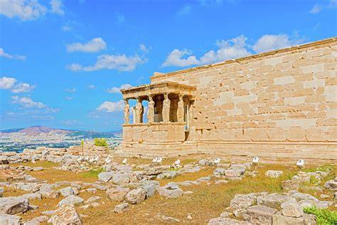 Erechtheion temple on Acropolis Hill, Athens Greece. Photograph by ...