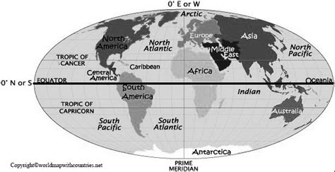 4 Free Compact Printable World Maps with Tropics and Equator