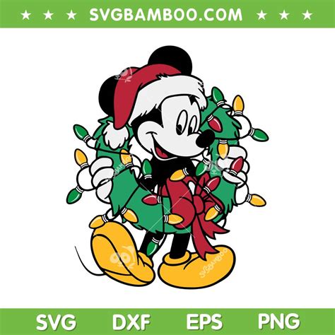 Disney Mickey Mouse Christmas Lights SVG, Disney Christmas