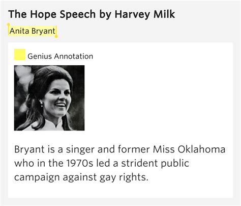 Anita Bryant – The Hope Speech by Harvey Milk