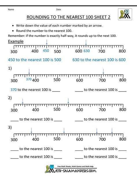 Rounding To Nearest 10 Worksheet Number Line