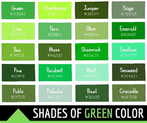 134 Shades of Green Color With Names, Hex, RGB, CMYK Codes | Green ...