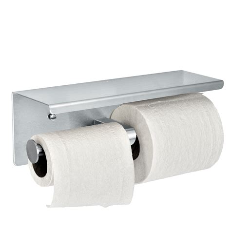 ALPINE INDUSTRIES DOUBLE TOILET PAPER HOLDER WITH SHELF STORAGE RACK ...