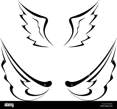 Black tattoo wings isolated on white background Stock Vector Image ...