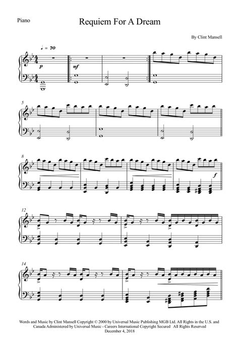 Requiem For A Dream Sheet Music | Clint Mansell | Piano Solo