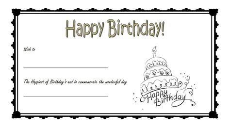 Birthday Gift Certificate Template Free Printable