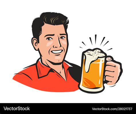 Happy man with a beer cartoon Royalty Free Vector Image