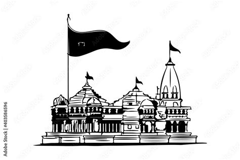 Vecteur Stock Illustration Of Ram Mandir Silhouette Isolated On White ...