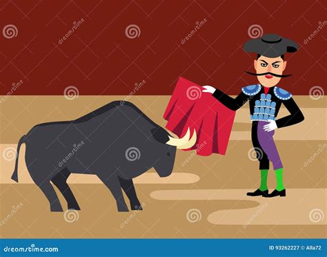 Spanish Matador Cartoon Clipart. Bullfighting Vector Illustration ...