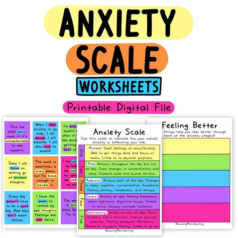 Anxiety Scale Anxiety Tools Worksheets Self-Help | Etsy