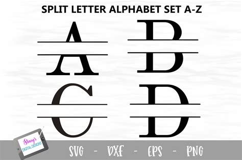 Alphabet Svg Split Letter Monogram Svg Split Font Svg Files For ...