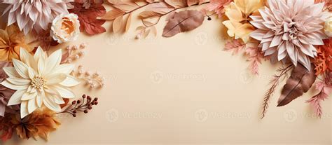 Autumn Floral Composition with a border created using fresh flowers on ...