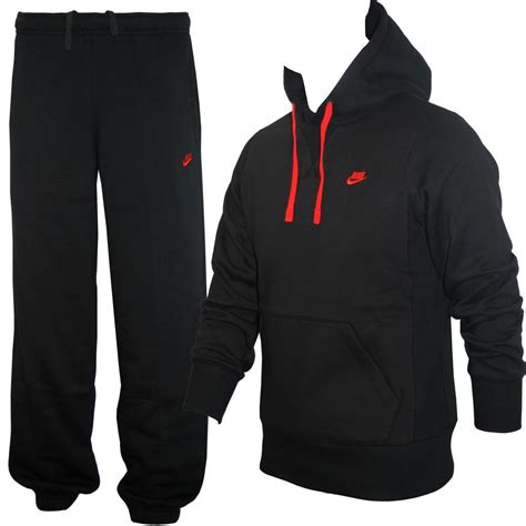 NEW MENS NIKE BLACK FLEECE BASIC HOODED JOG SUIT S M L | Black nikes ...