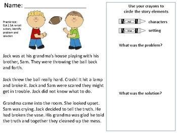 Identifying story elements: character, setting, problem and solution ...