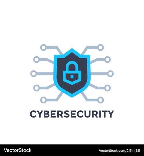 Cyber security logo with shield Royalty Free Vector Image