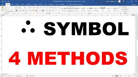 Therefore symbol in Word using 4 different methods: Alt code, hidden ...