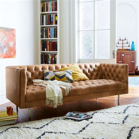 Modern Chesterfield Leather Sofa | West Elm