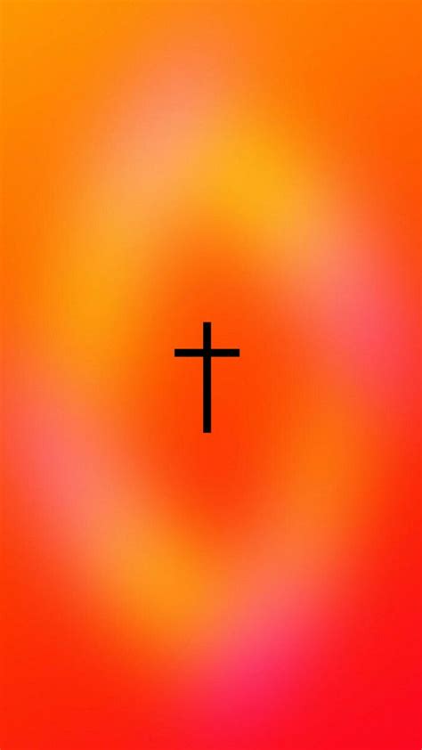 Cross Wallpaper with Orange and Red Background