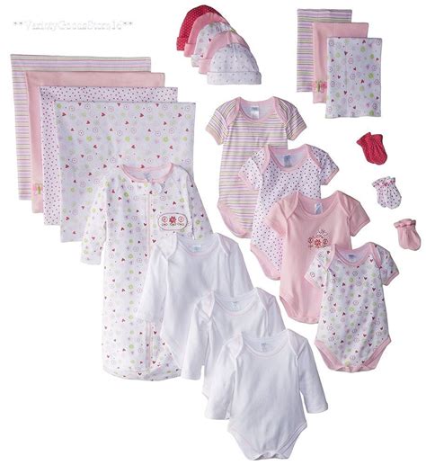 Baby Layette Set 0 - 6 Months Newborn Infant Girl Clothes Bodysuit Hat ...