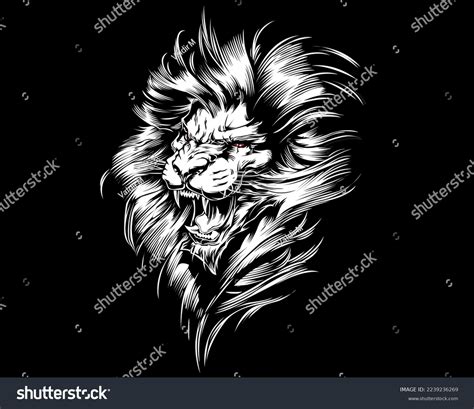 Roaring Lion Illustration On Black Background Stock Vector (Royalty ...