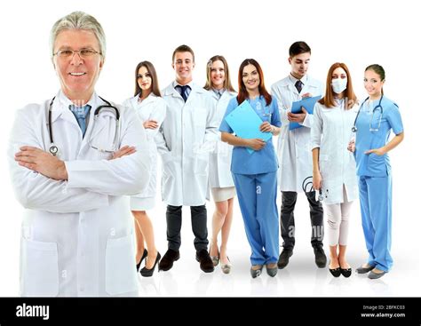 Group of smiling medical doctors isolated on white Stock Photo - Alamy