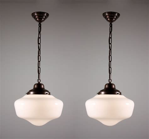 Two Matching Antique Schoolhouse Lights with Glass Globes NC920 -- ONE ...