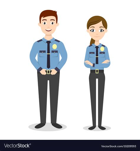 Characters two young happy police officers man Vector Image