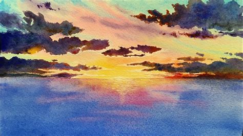 How to paint a sunset with watercolor, Tutorial - YouTube Watercolor ...