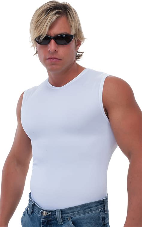 Sleeveless Lycra Muscle Tee in White | Skinzwear.com