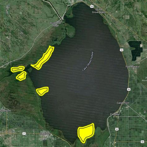 5 Key Areas On Okeechobee - Flw Fishing: Articles - Fishing Map Of Lake ...