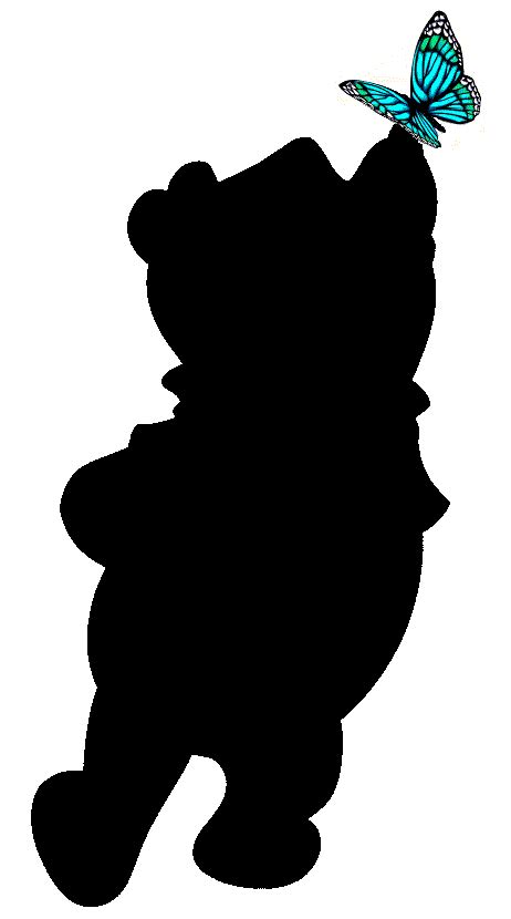 Winnie the Pooh silhouette with butterfly | Disney silhouette, Disney ...