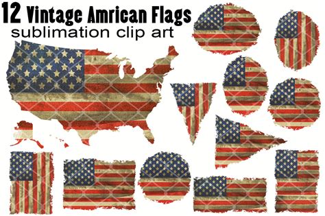 12 Vintage Retro US Flag Sublimation Graphic by V-Design Creator ...