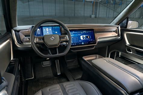 2020 Rivian R1T Interior shot of the center console and dashboard ...