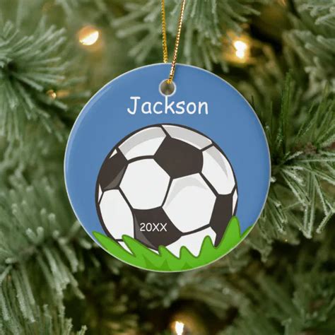 Kids Personalized Soccer Ball Keepsake Ceramic Ornament | Zazzle