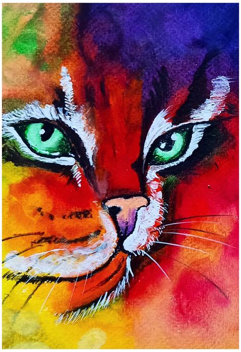 Angry cat drawing with oil pastel | Animal canvas paintings, Oil pastel ...