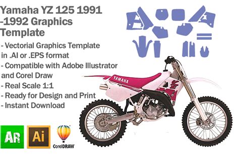 Yamaha YZ 125 MX Motocross 1991 1992 Graphics Template - Artabrian ...