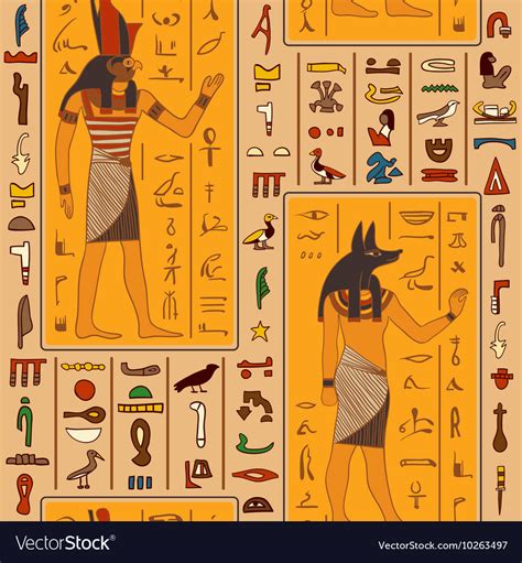 Egyptian gods and ancient egyptian hieroglyphs Vector Image