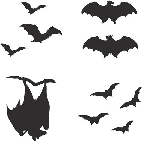 Collection of Different Halloween Bat Silhouette. Isolated Vector ...