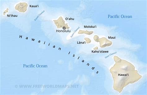 Physical map of Hawaii