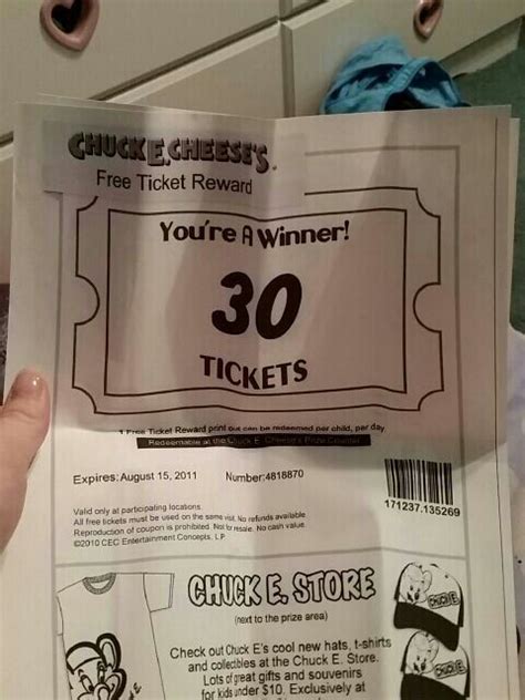 Chuck E. Cheese's tickets | Childhood memories, Chucks, Cool stuff