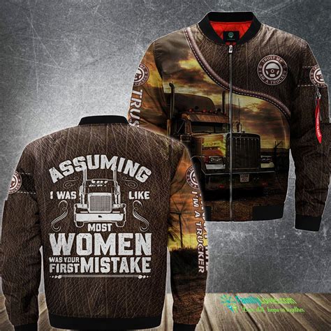 Woman trucker female truck driver mens bomber jacket over print 314 ...