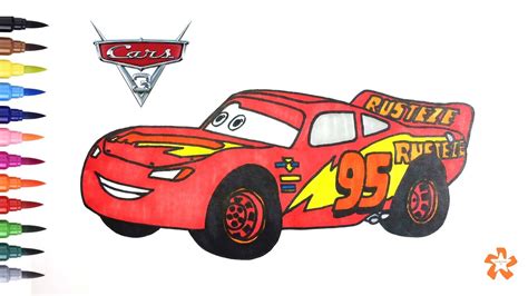 Cars 3 - How to color Lightning McQueen - Coloring pages for children ...