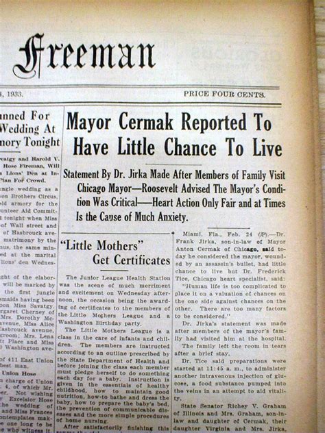 5 1933 newspapers ASSASSINATION ATTEMPT on PRESIDENT ELECT FRANKLIN D ...