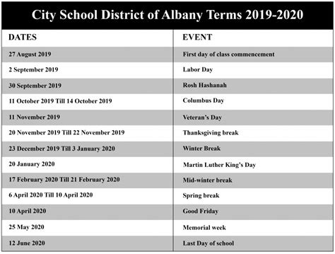 Albany City School District Calendar 2021 | Academic calendar, School ...