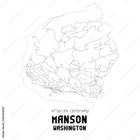 Manson Washington. US street map with black and white lines. Stock ...