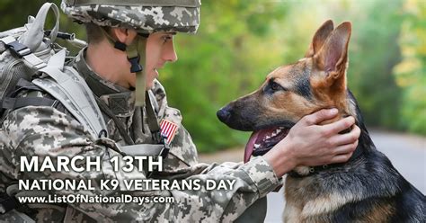 NATIONAL K9 VETERAN'S DAY - List Of National Days